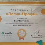 Сертификат по развитию логики и гибкого мышления у учеников начальных классов