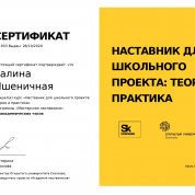 Курсы ОТКРЫТЫЙ УНИВЕРСИТЕТ СКОЛКОВО  "Наставник школьного проекта: теория и практика"