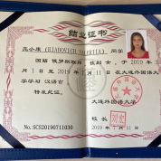 Диплом об окончании курсов в Даляньском Университете Иностранных языков. Факультет изучения китайского языка