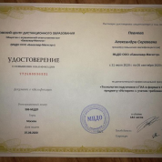 Удостоверение о повышении квалификации "Технологии подготовки к ГИА в формате ОГЭ и ЕГЭ по предмету История с учетом требований ФГОС"