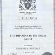 Диплом по внутреннему аудиту (Международный британский институт IPFM)