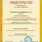 Свидетельство о публикации на сайте "Инфоурок"