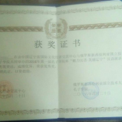 Сертификат об участии в китайском конкурсе