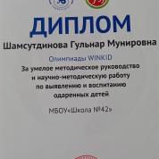 Диплом за научно-методическую работу с одаренными детьми
