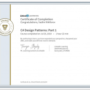 Learning Linkedin: C# Design Patterns -  Date: 25.07.2018 