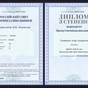 Диплом всероссийской олимпиады №1