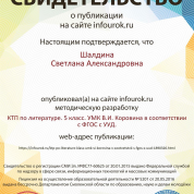 Публикация методической разработки