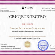 Свидетельство об участии в международном мероприятии