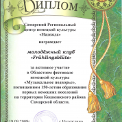 Диплом фестиваля