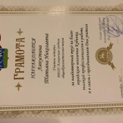 Грамота за профессионализм в работе