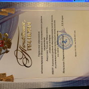 Грамота за успешную профессиональную деятельность