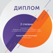 МЕЖДУНАРОДНАЯ ОЛИМПИАДА МОЛОДЕЖИ - 2022 при поддержке Россотрудничества. ДИПЛОМ 2 степени. Направление «Медиакоммуникации, 11 класс».